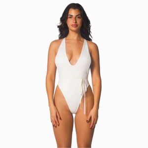 437 Four Three Seven Johnson white swimsuit
